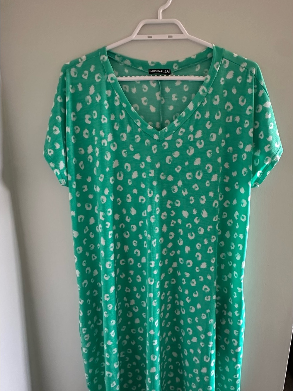 Green Leopard Print V-Neck Dress - Picture 1 of 1